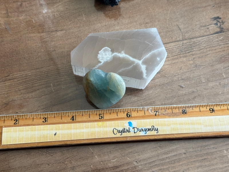 Lemurian Blue Aquatine Calcite Hearts FB3403 💙
