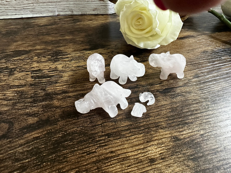 Rose Quartz Elephant Totem/Spirit Animal Carving FB3088