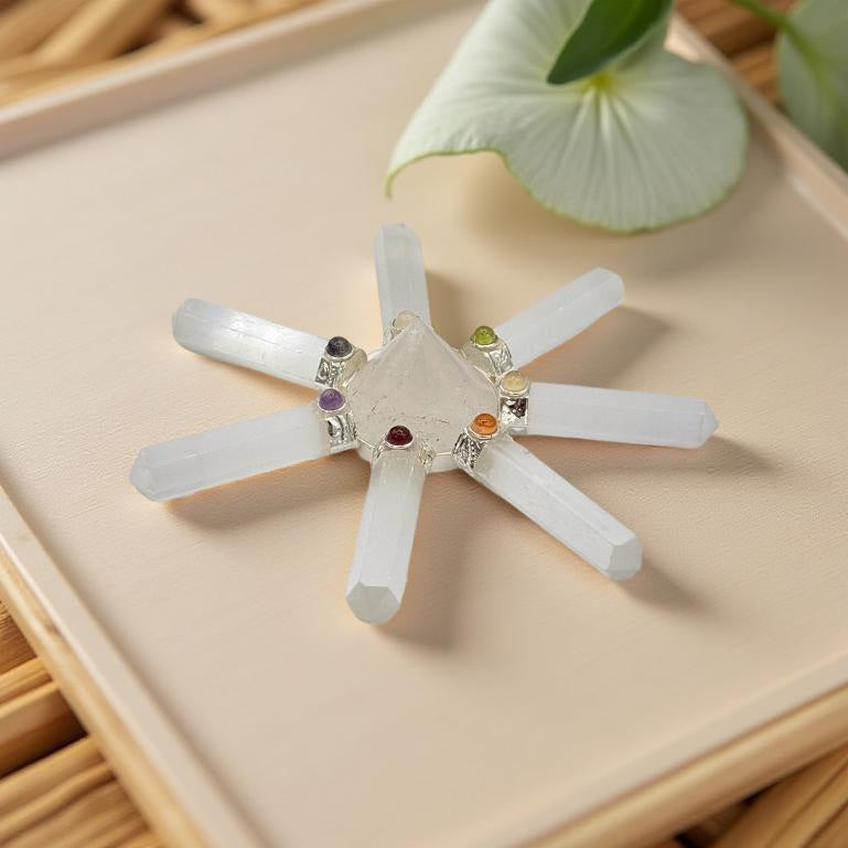 Energy Generator, Selenite 7 Point, Chakra FB3348 🪷
