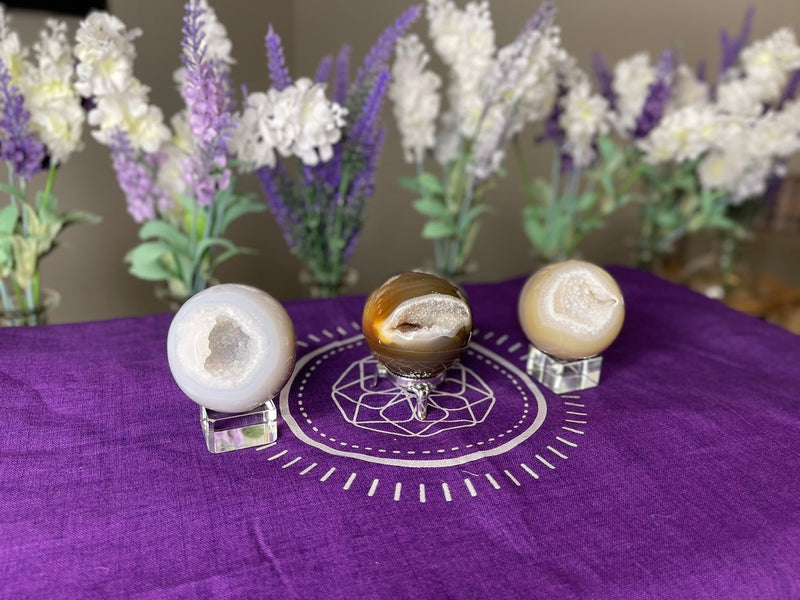 Agate Geode Drusy Spheres for strength, courage, protection, healing FB2110 🔮
