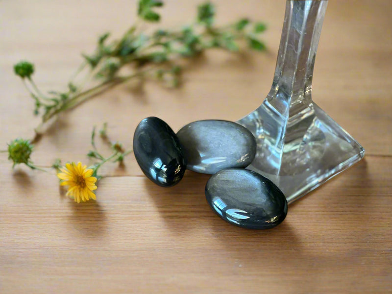 Silver Sheen Obsidian Palm Stones FB2212 🌿