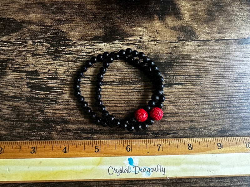 Black Onyx & Cinnabar Longevity Double Wrap bracelet FB1629