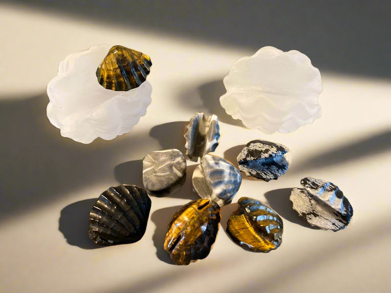 Shell carvings, finely detailed in assorted stones FB2133