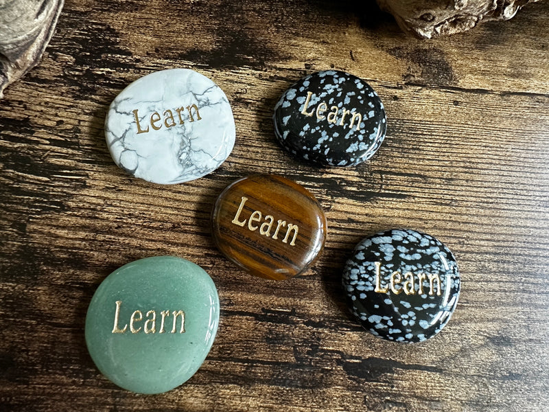 LEARN Wordstone Totem / Spirit Stone Engraved on Assorted Gemstones