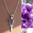 Sterling Silver Amethyst Goddess Triple Moon Pendant FB3002 💗