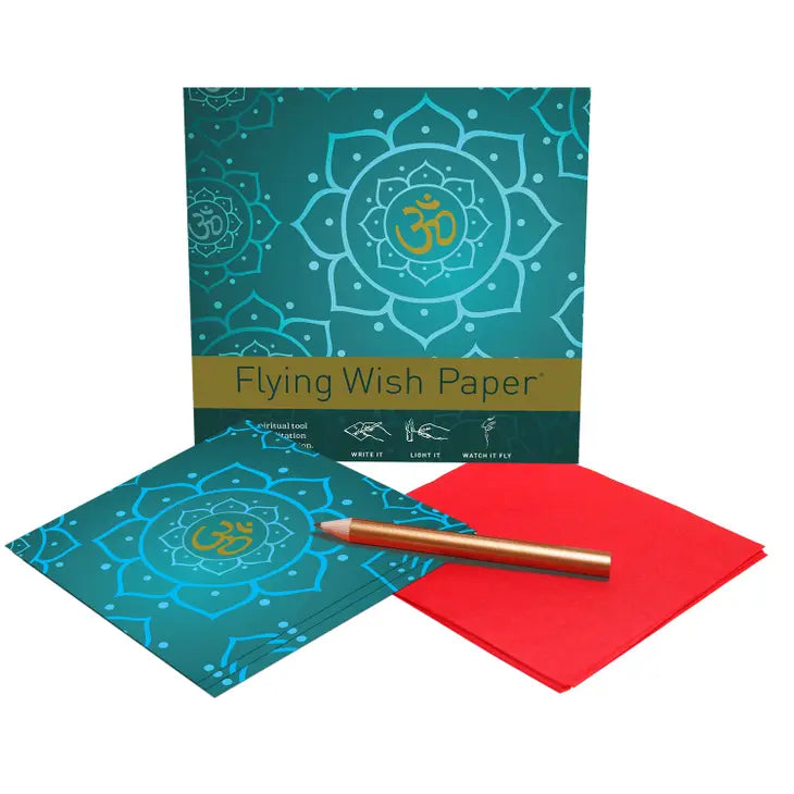 Flying Prayer and Flying Wish Paper plus Tumbled Stone in Drawstring Pouch