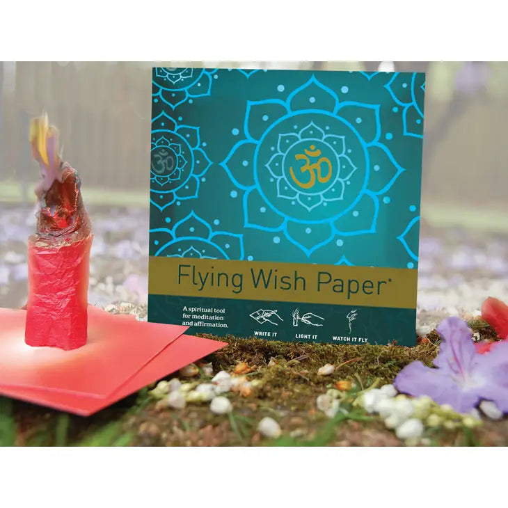 Flying Prayer and Flying Wish Paper plus Tumbled Stone in Drawstring Pouch