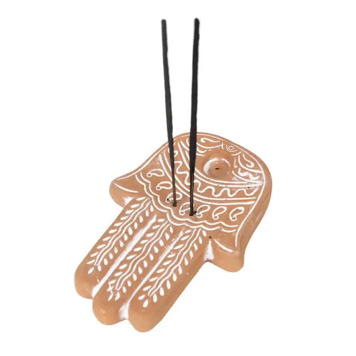 Hamsa Terracotta Cone and Stick Incense Holder FB2583