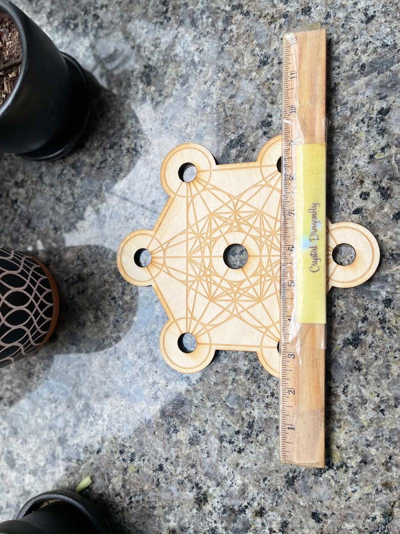 Wood Round Crystal Grid Bases, Assorted Patterns FB1246