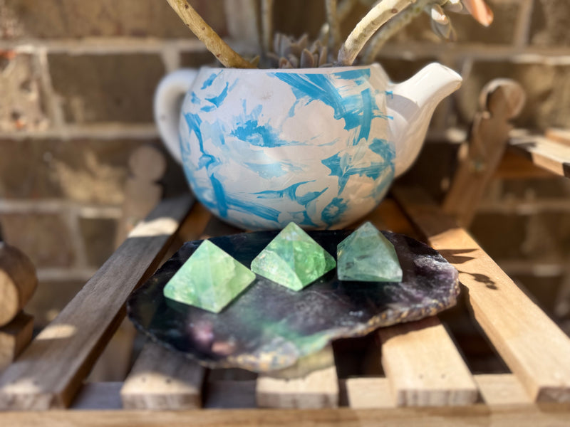 Fluorite Pyramid for self-confidence, education, healing, and imbalances FB2169