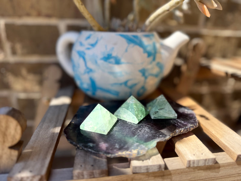 Fluorite Pyramid for self-confidence, education, healing, and imbalances FB2169