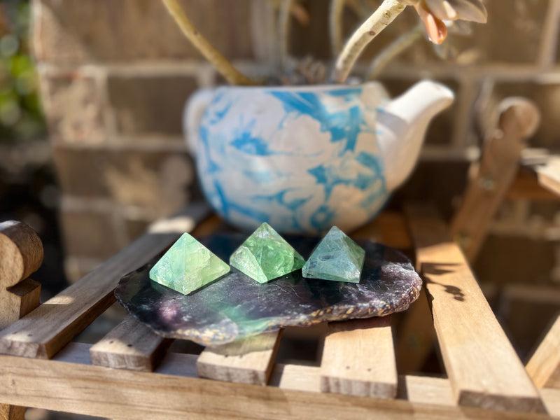 Fluorite Pyramid for self-confidence, education, healing, and imbalances FB2169