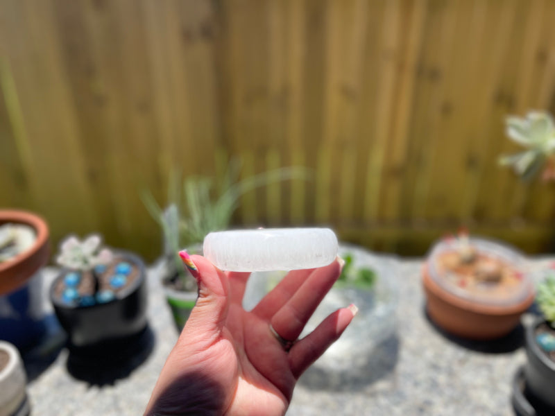 Selenite Etched Round Charging Plates / Bases for crystal grids and display FB1488