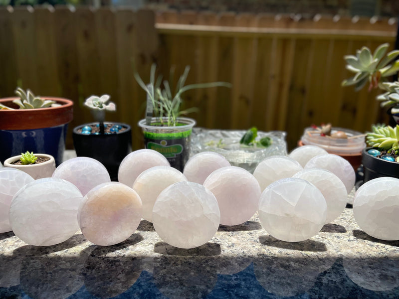 Selenite Etched Round Charging Plates / Bases for crystal grids and display FB1488