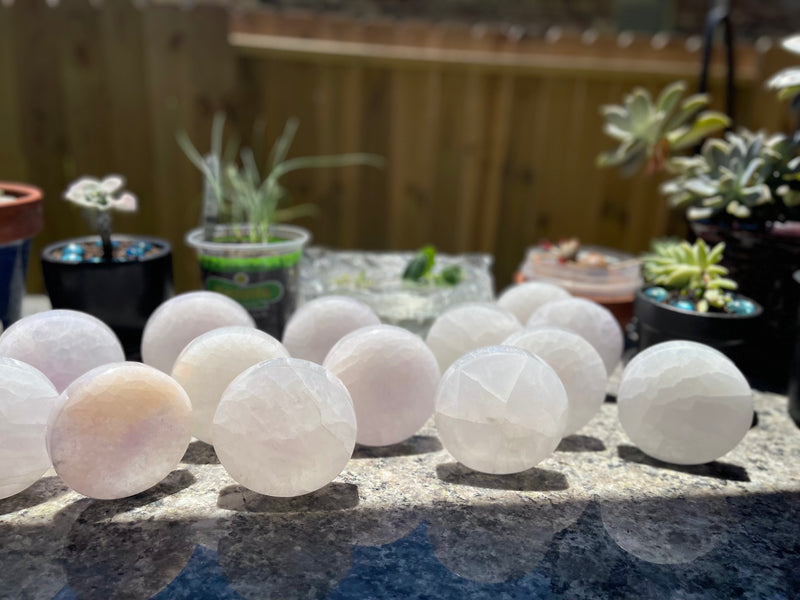 Selenite Etched Round Charging Plates / Bases for crystal grids and display FB1488