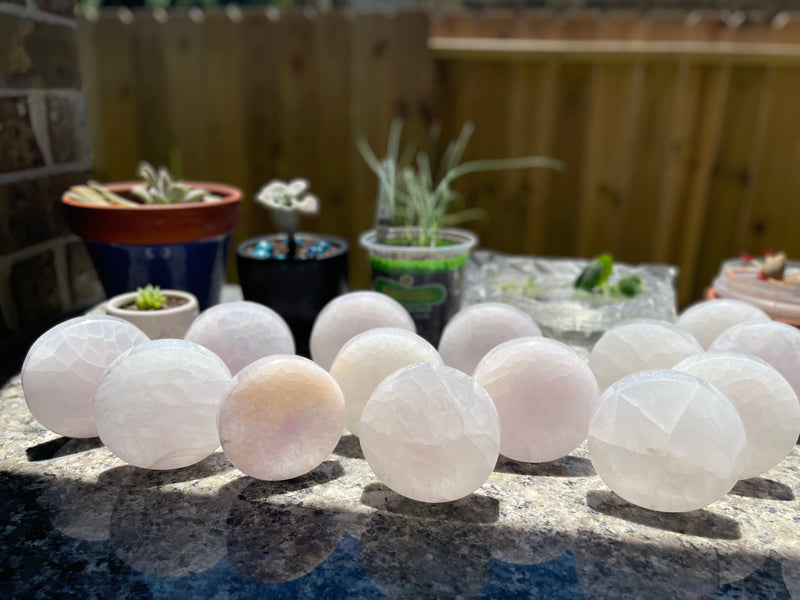 Selenite Etched Round Charging Plates / Bases for crystal grids and display FB1488