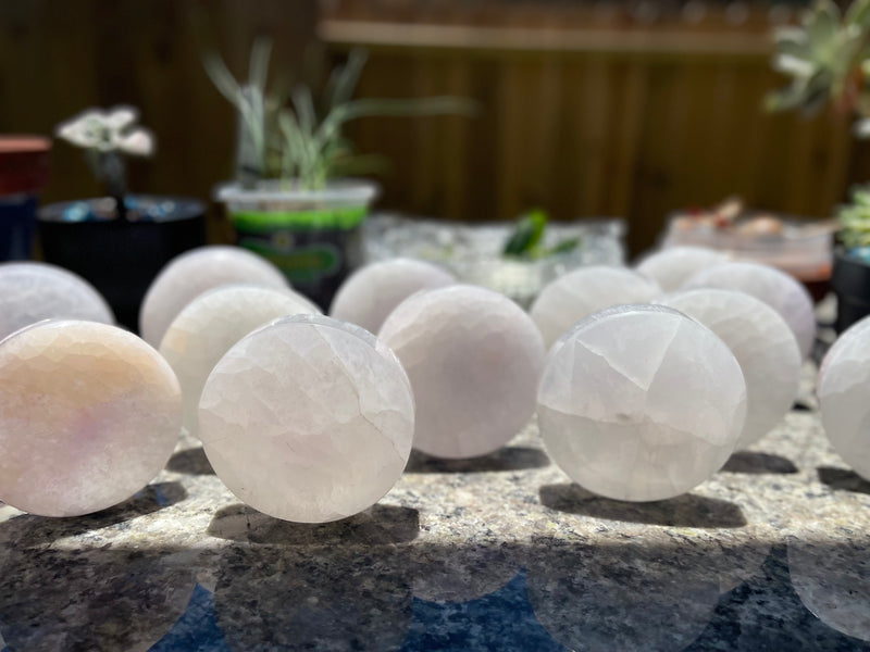 Selenite Etched Round Charging Plates / Bases for crystal grids and display FB1488