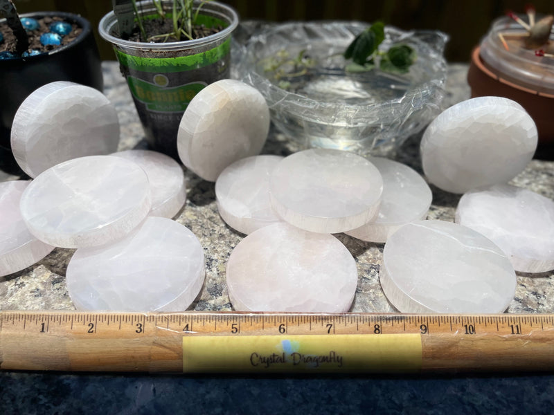 Selenite Etched Round Charging Plates / Bases for crystal grids and display FB1488