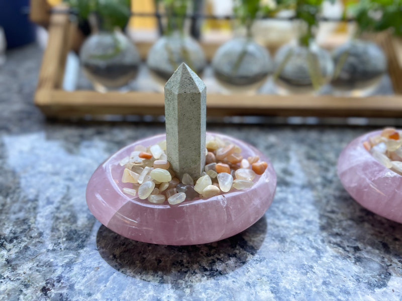 Rose Quartz Large Solid Carved Bowl / Display Piece FB2158