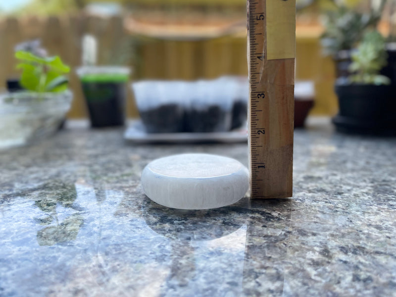 Selenite Etched Round Charging Plates / Bases for crystal grids and display FB1488