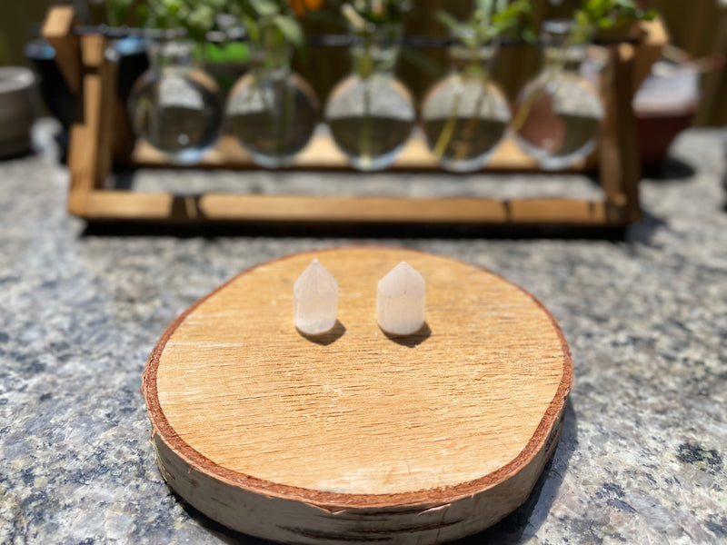Selenite Points, small and perfect for crystal grids, Set of 2 FB3366