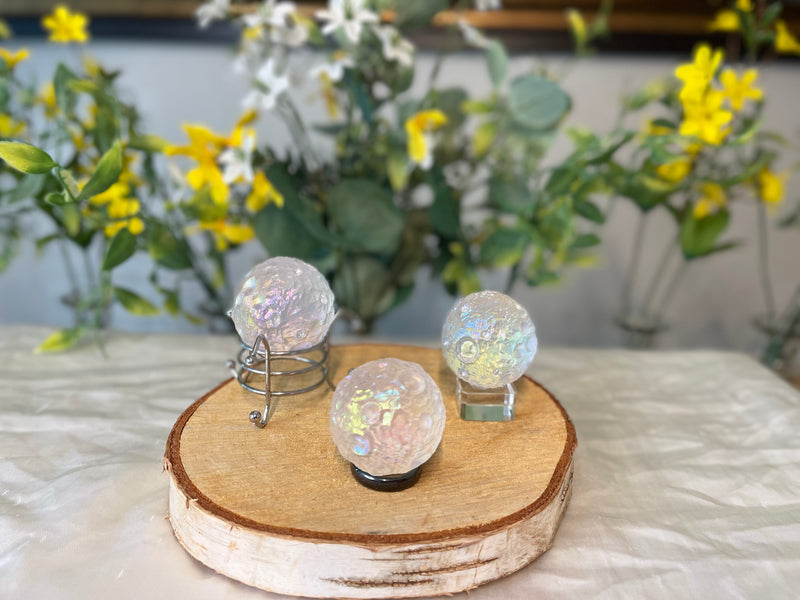 Angel Aura Quartz Textured Moon Surface Iridescent Sphere FB2778 🌸