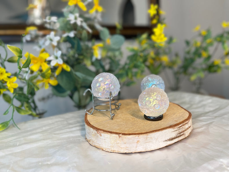 Angel Aura Quartz Textured Moon Surface Iridescent Sphere FB2778 🌸