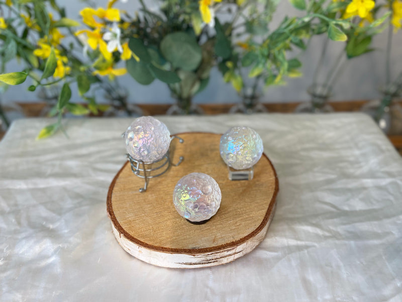 Angel Aura Quartz Textured Moon Surface Iridescent Sphere FB2778 🌸
