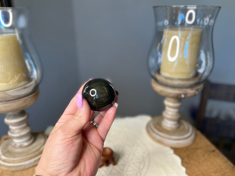 Golden Sheen Obsidian Sphere, prophecy, shielding FB2603