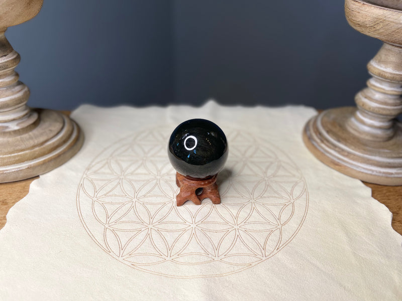 Golden Sheen Obsidian Sphere, prophecy, shielding FB2603