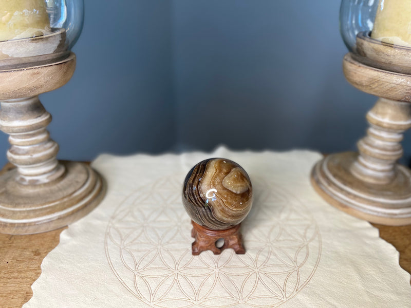 Chocolate Calcite Sphere, empowerment, steadfastness, prosperity  FB1019