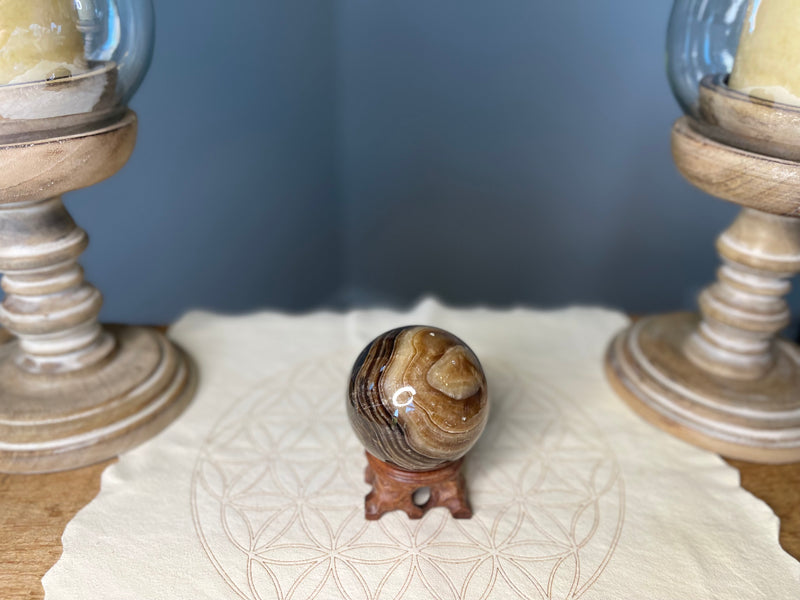Chocolate Calcite Sphere, empowerment, steadfastness, prosperity  FB1019
