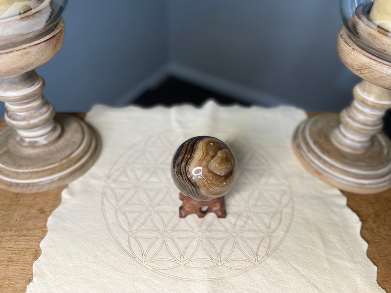 Chocolate Calcite Sphere, empowerment, steadfastness, prosperity  FB1019