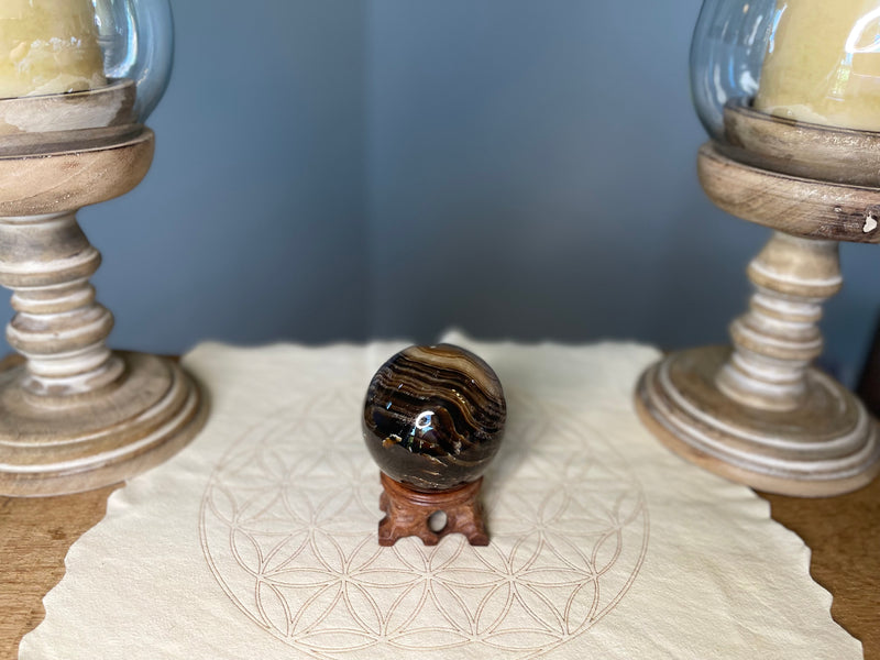 Chocolate Calcite Sphere, empowerment, steadfastness, prosperity  FB1019