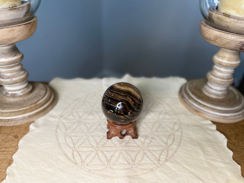 Chocolate Calcite Sphere, empowerment, steadfastness, prosperity  FB1019