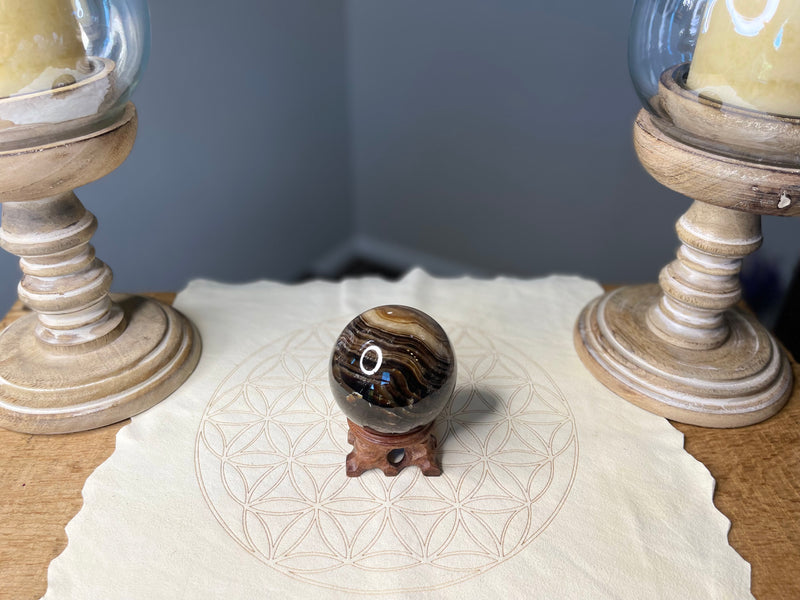 Chocolate Calcite Sphere, empowerment, steadfastness, prosperity  FB1019