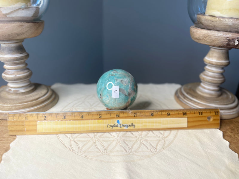 Graphic Amazonite (Amazonite with Smoky Quartz) Sphere from Madagascar FB1558