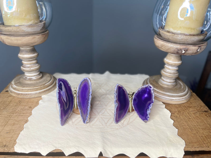 Purple or Blue Agate Butterfly Carving, Totem / Spirit Animal FB3355 🦋🦋