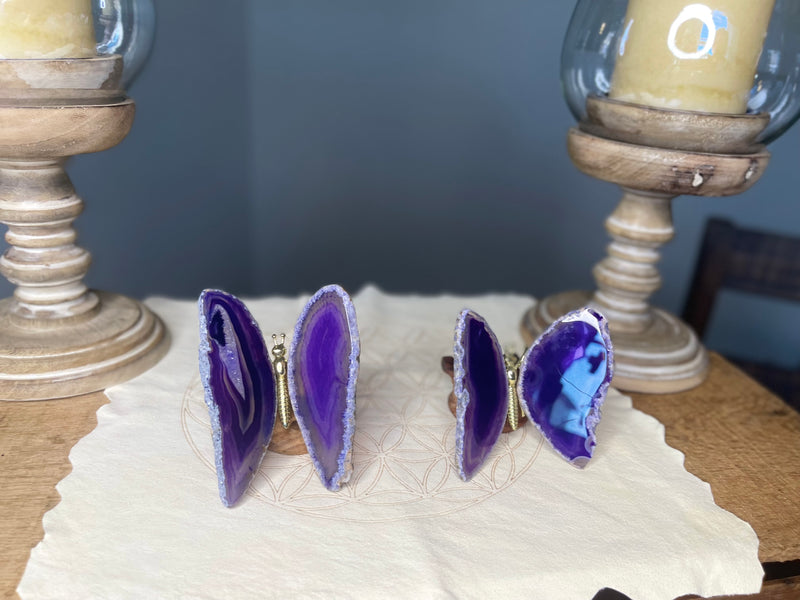 Purple or Blue Agate Butterfly Carving, Totem / Spirit Animal FB3355 🦋🦋