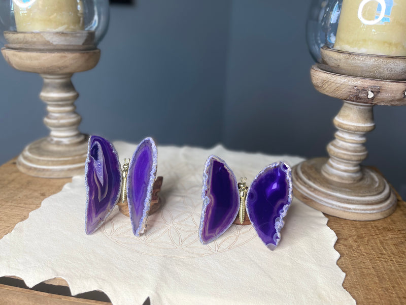 Purple or Blue Agate Butterfly Carving, Totem / Spirit Animal FB3355 🦋🦋