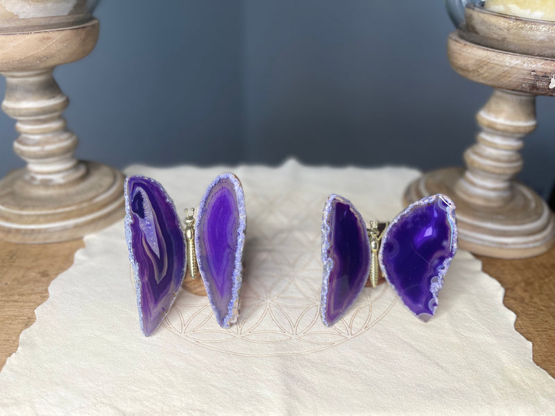 Purple or Blue Agate Butterfly Carving, Totem / Spirit Animal FB3355 🦋🦋