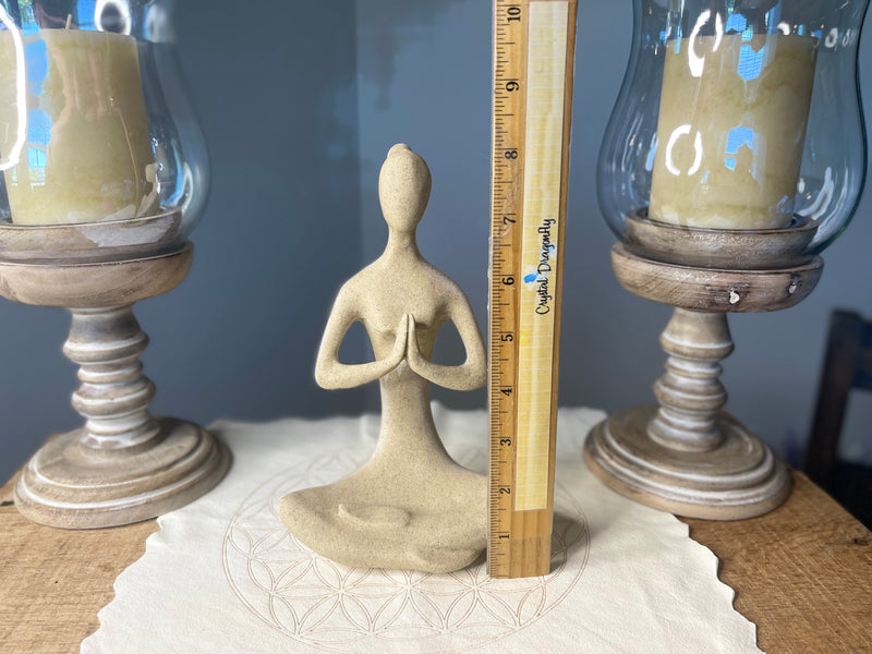 Yoga Lady Figurine in Meditative Prayer, Sandstone FB1236