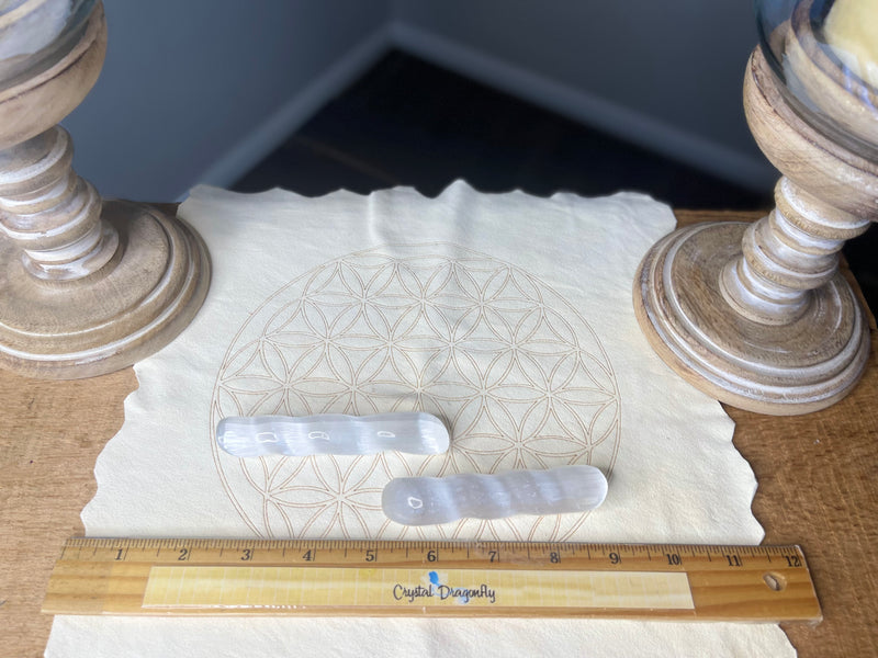 Selenite Twist Wand with Terminated Point, ethereal and purifying; FB1921