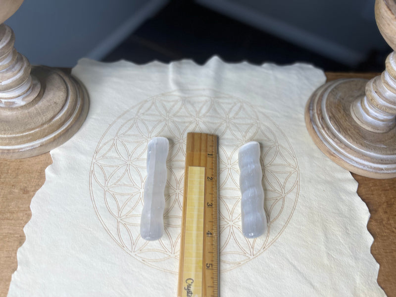 Selenite Twist Wand with Terminated Point, ethereal and purifying; FB1921