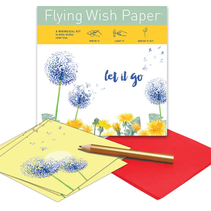 Flying Prayer and Flying Wish Paper plus Tumbled Stone in Drawstring Pouch