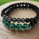 Malachite, Matte Black Obsidian, Hematite Power / Prayer Bracelet, 2 Bracelet Set FB1909 🩷