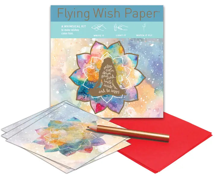 Flying Prayer and Flying Wish Paper plus Tumbled Stone in Drawstring Pouch