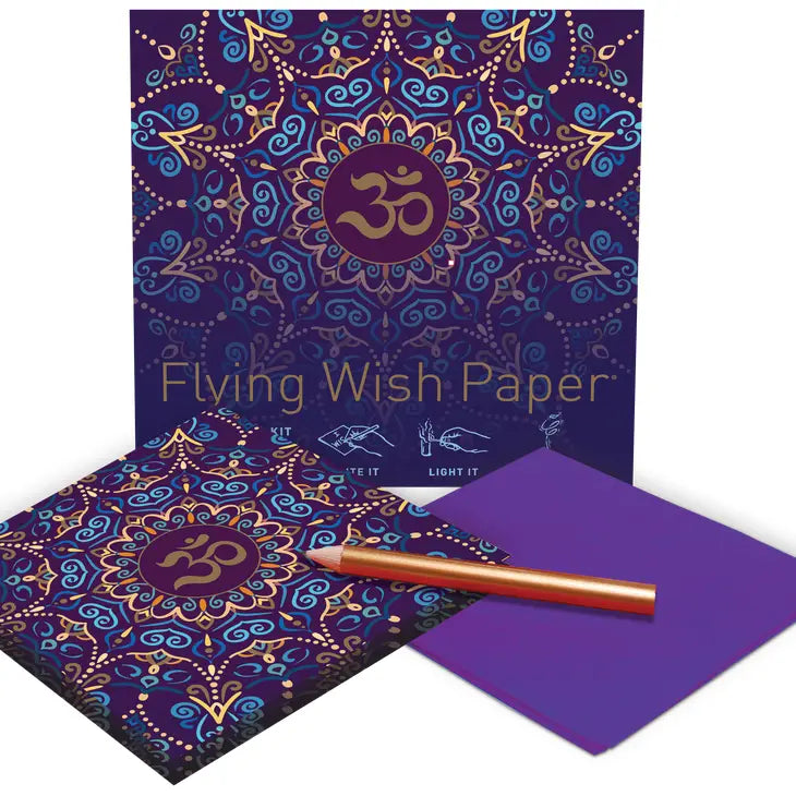 Flying Prayer and Flying Wish Paper plus Tumbled Stone in Drawstring Pouch