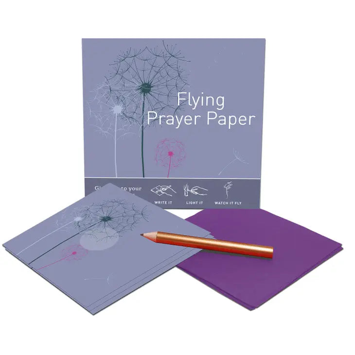 Flying Prayer and Flying Wish Paper plus Tumbled Stone in Drawstring Pouch