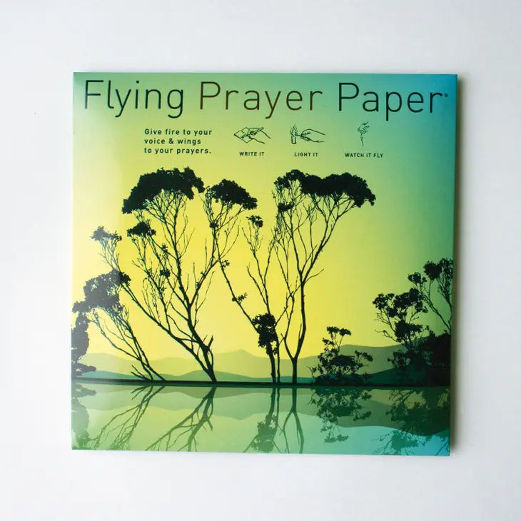 Flying Prayer and Flying Wish Paper plus Tumbled Stone in Drawstring Pouch